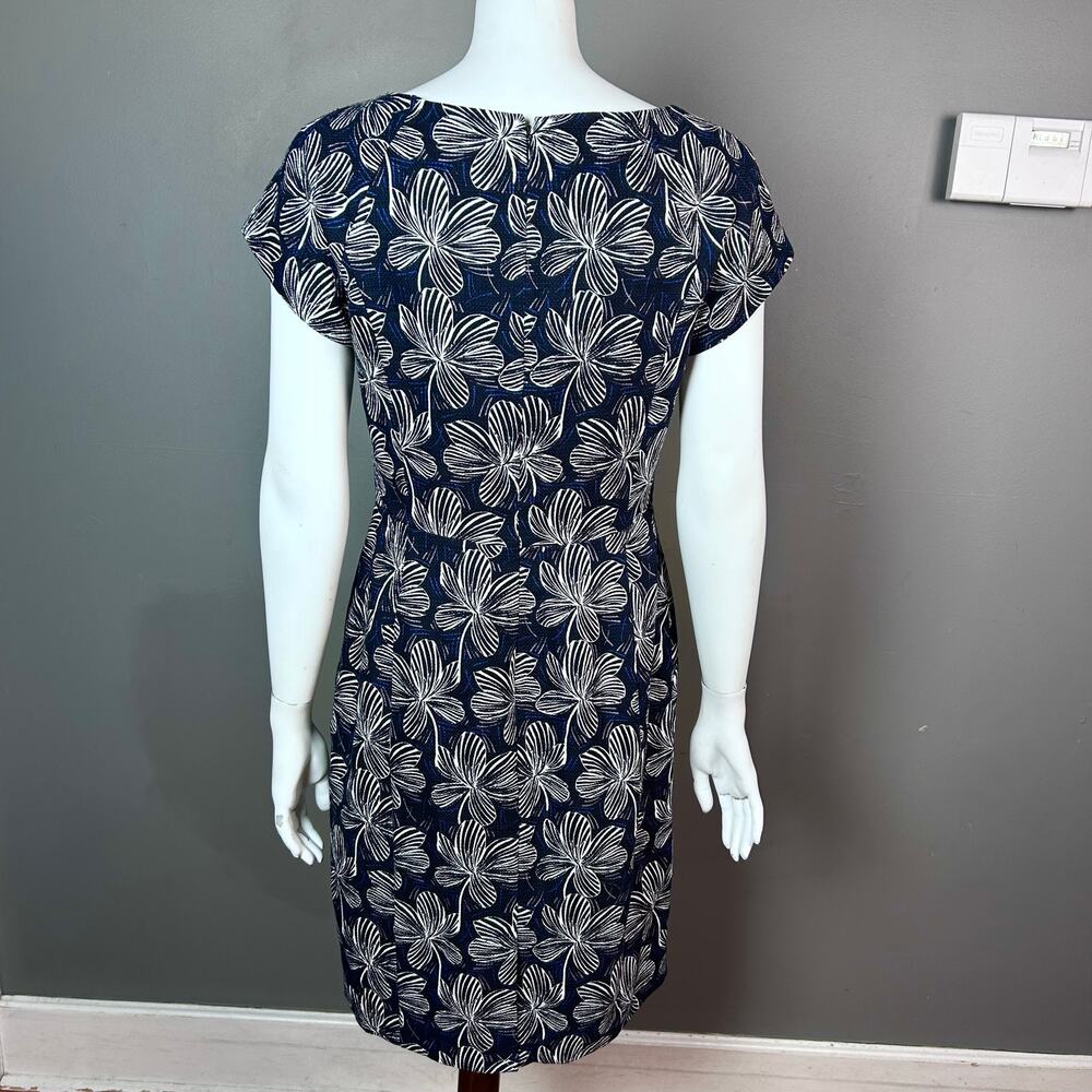 J.Crew dress large floral printed basket weave sheath NWT Hawaiian office cotton - Picture 5 of 11